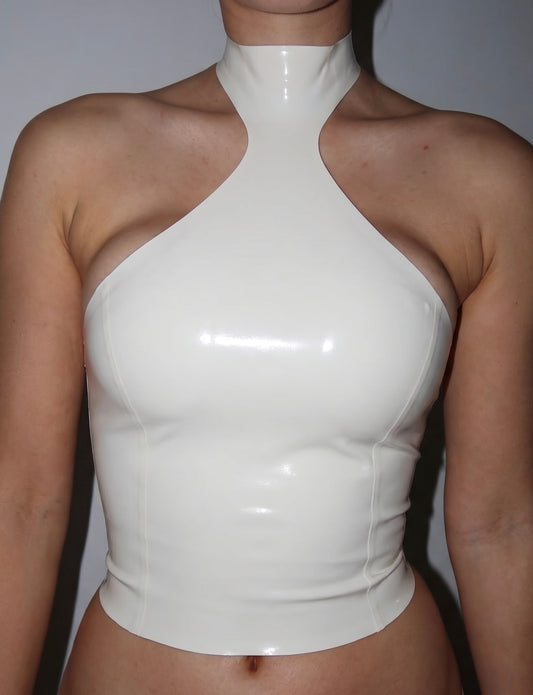 LATEX GE HALTER TOP | WHITE